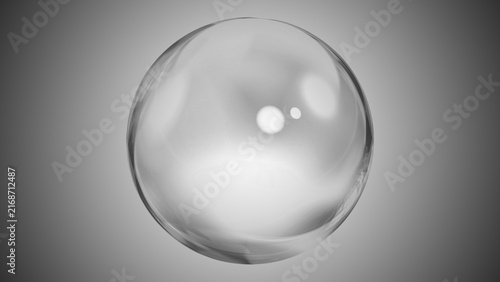 Фотография Glossy transparent glass sphere and bubble 4K abstract render featuring reflecti