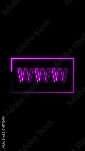 Purple WWW website animation glows inside a futuristic neon border Modern internet connectivity drives the WWW website animation Web address navigation lights up this WWW website animation