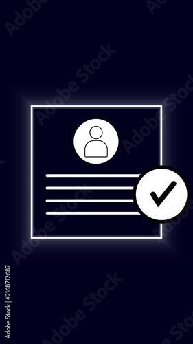 Profile card verification animation displays an approved checkmark badge Secure account access validates this card verification animation Digital user identity clears the card verification animation