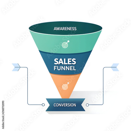 sales funnel isometric concept