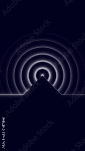 Concentric rings light animation radiates with a sharp geometric peak Futuristic glowing tunnel motion fills this rings light animation Mysterious cyber backdrop powers the rings light animation