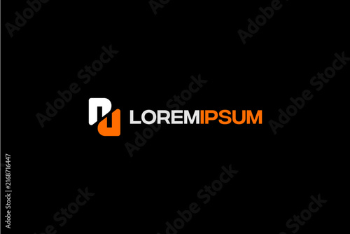 Abstract Letter P and U logo monogram vector image template