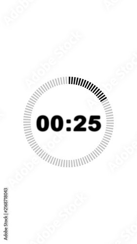 30 second countdown timer animation from 30 seconds to 0 seconds on a transparent background, thirty seconds countdown timer with alpha channel in 4k with dashes circle.