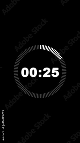 30 second countdown timer animation from 30 seconds to 0 seconds on a transparent background, thirty seconds countdown timer with alpha channel in 4k with dashes circle.
