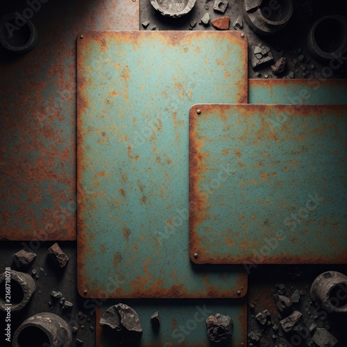 Oxidized Metal Sheets with Rustic Patina and Industrial Texture