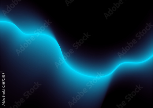 Abstract bright blue glowing liquid wave elegant smooth background. Vector neon wavy gradient graphic design