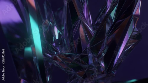 Abstract dark purple and black crystalline textured surface with reflective facets