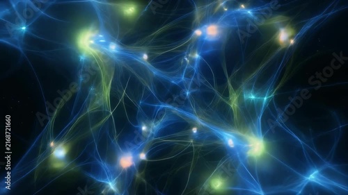 Abstract visualization of glowing neural network connections or synapses