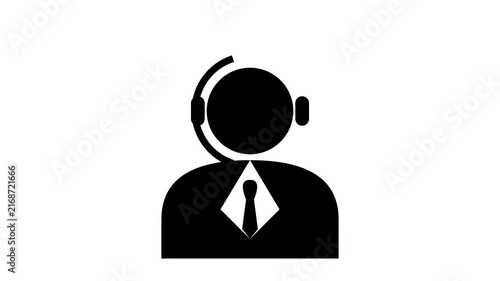 Customer Support Agent Icon Reveal Animation Black White