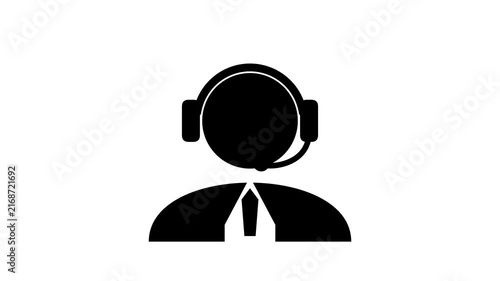 Call Center Headset Icon Build Animation Simple Line Style