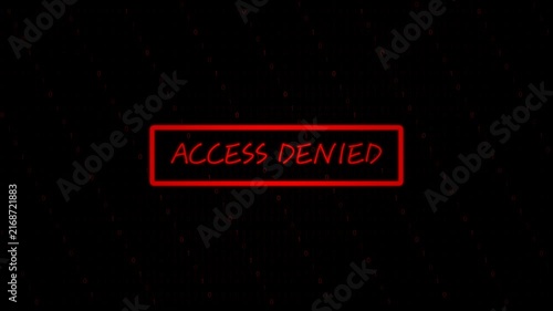 Access Denied Neon Warning Sign Animation Night Background