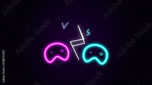Esports Battle Icon Magenta Cyan Neon Gamepad Animation
