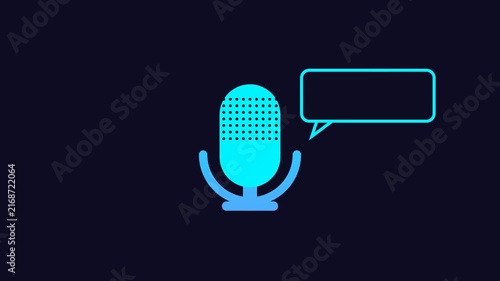 Blue Gradient Neon Podcast Microphone Icon Animation