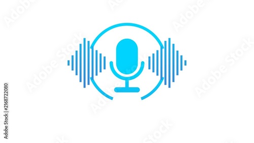 Blue Microphone Podcast Icon Sound Wave White Backdrop