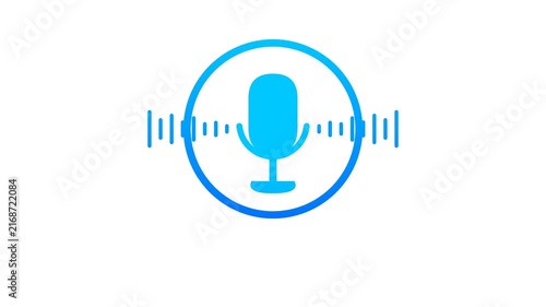 Podcast Microphone Sound Wave Icon Animation White Background