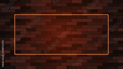 Double Neon Frame Reveal Brick Wall Texture Background