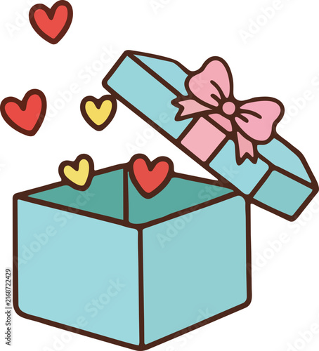 Cute Heart Gift Box Clip Art