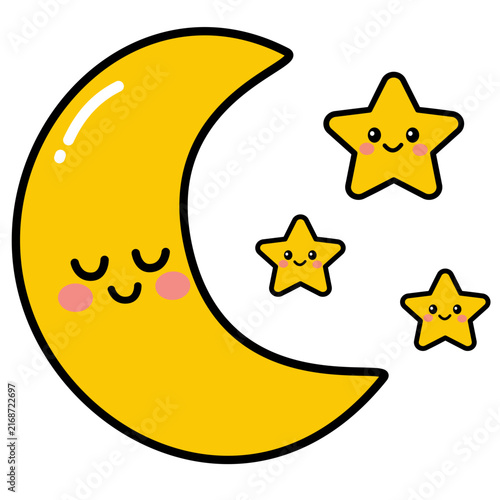 funny moon and stars cartoon 