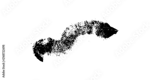 Abstract black spray paint brush stroke creates expressive wavy pattern on transparent background ideal for modern graphic design and creative art projects.