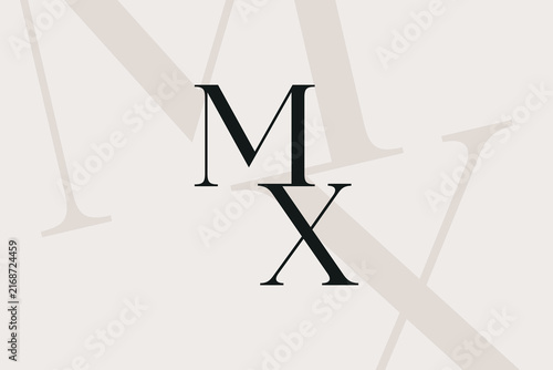 MX or XM letter logo icon design. Classic style luxury initials monogram.