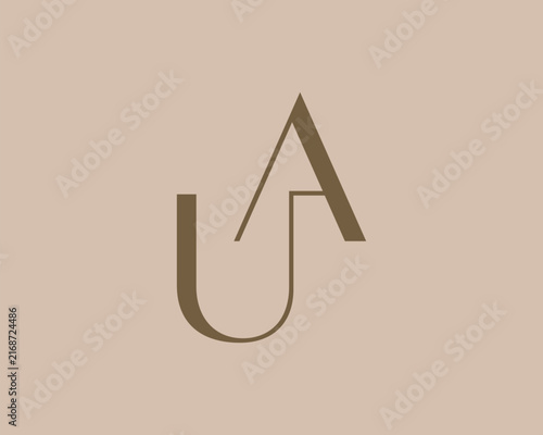 UA or AU letter logo icon design. Classic style luxury initials monogram.