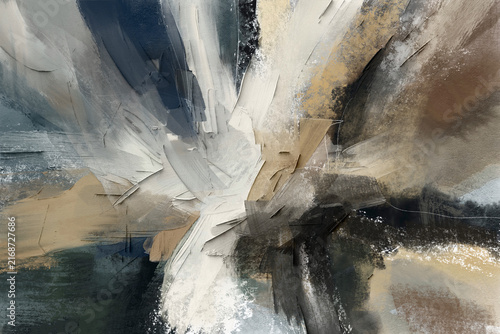Minimalist abstract modern art painting with structural composition and tactile painted surfaces for creative projects