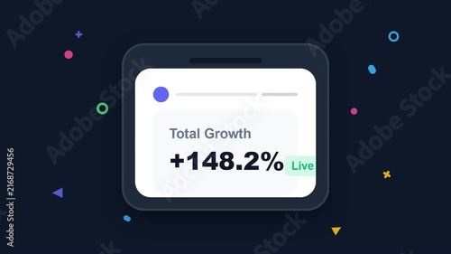 Business Growth Analytics Tablet Interface With Percentage Data