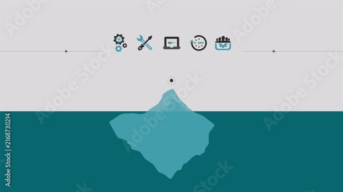 Business Concept Illustration Featuring An Iceberg Graphic With Professional Icon Elements.