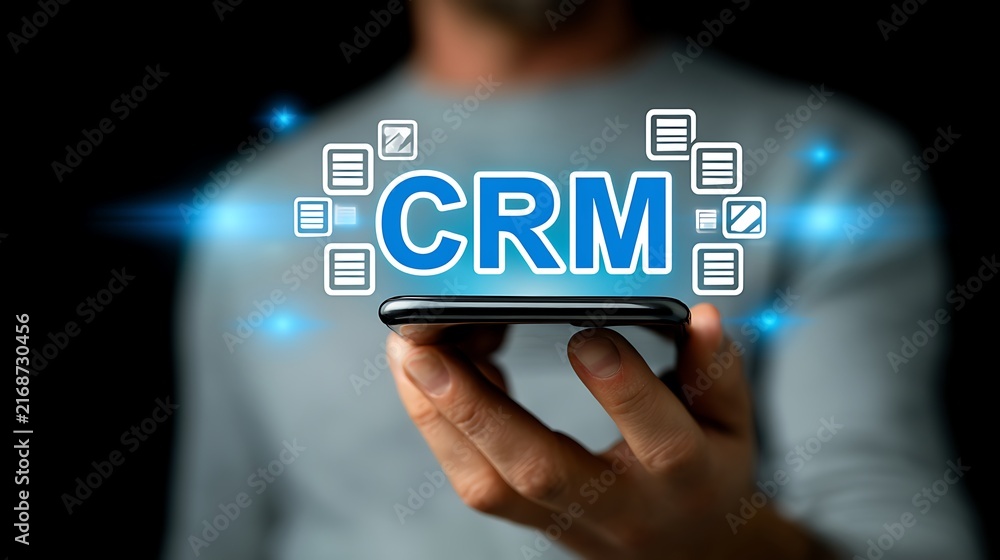 Obraz premium Concept of business digitalization and customer experience management symbolizing innovation, data-driven marketing, automation, and smart communication for strategic success and client retention.