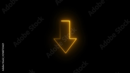 abstract directional arrow icon or swipe down arrow signal. Animated Arrow Pointing Down, Technology Directional arrow animation on black background.