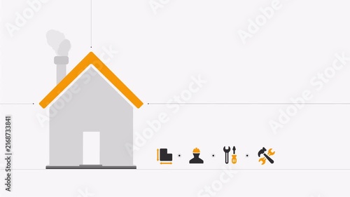 Minimalist Home Renovation and Construction Concept Infographic Animation.
