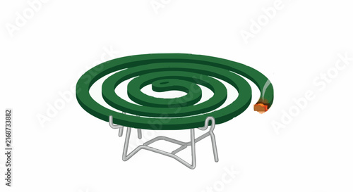 Foto Green Mosquito Repellent Coil Burning with Smoke Vector Illustration Isolated on