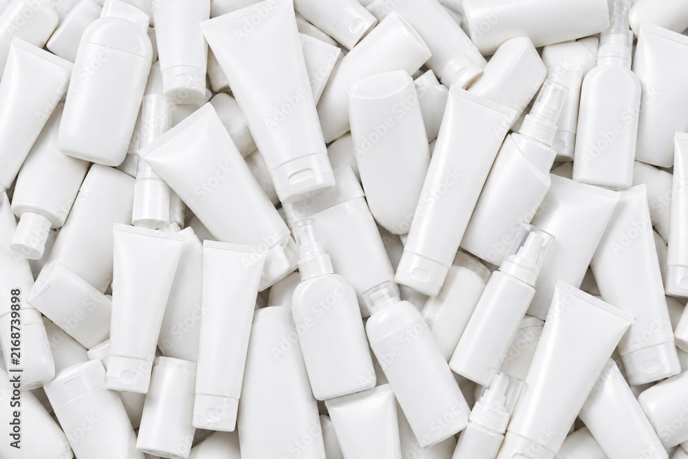 Obraz premium Sunscreen Background. Toiletries Background.