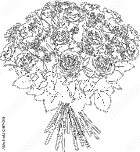 Elegant Rose Bouquet Line Art
