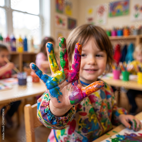 Criança Pequena Brincando com Tintas Coloridas