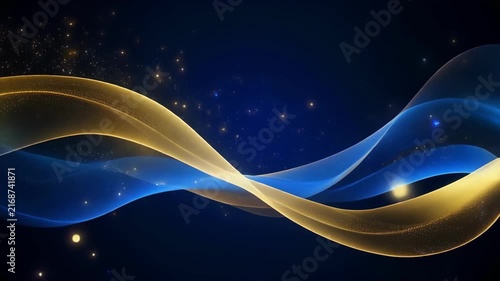 Abstract flowing waves with gradient colors and dotted light patterns