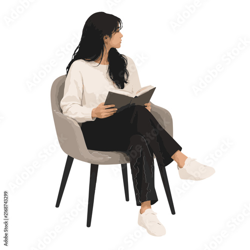 business woman reading a book