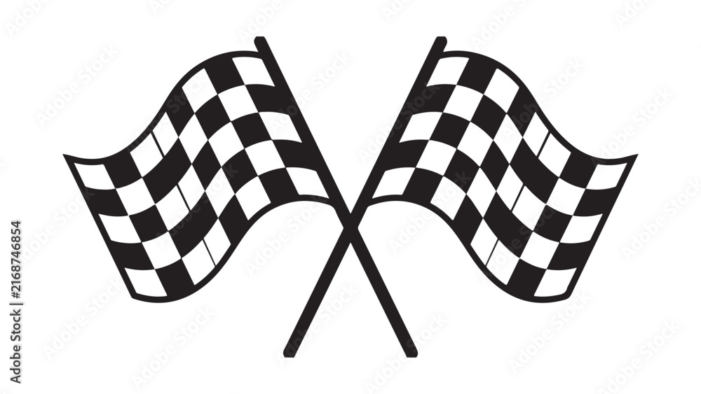 Naklejka premium Crossed Checkered Racing Flags Vector Illustration