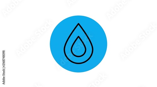 Water Drop Icon on Blue Background for Hydration or Water Conservation