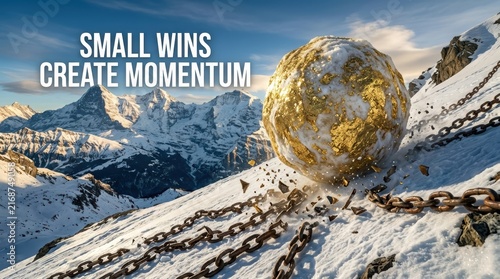 Golden snowball rolling down