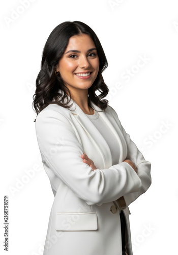 Confident businesswoman with arms crossed posing professionally
