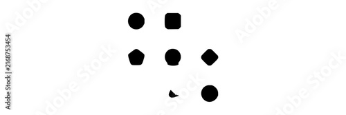 Shapes set with geometric forms featuring circles, squares, triangles with gradients and monochrome design
