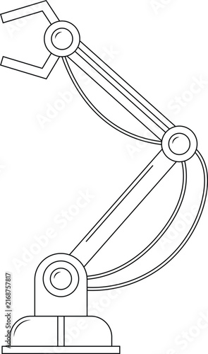 Robotic Arm Outline Icon Illustration on White Background