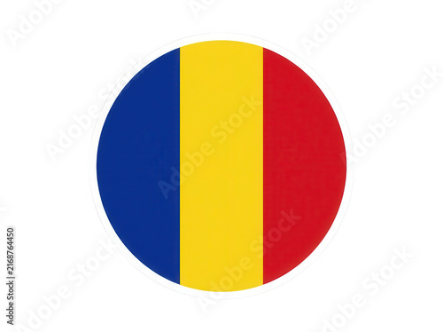 Circular icon of the national flag of romania isolated on transparent background