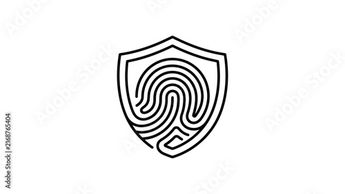 Fingerprint shield security icon.