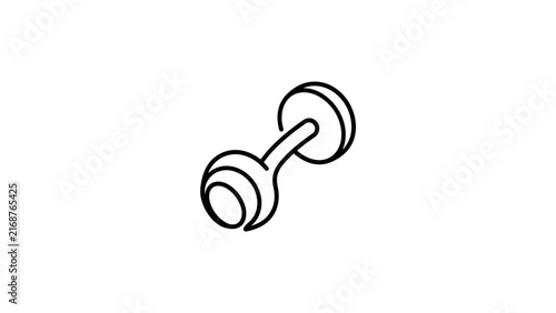 Fitness dumbbell line art icon.