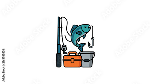 Fishing gear set with tackle.