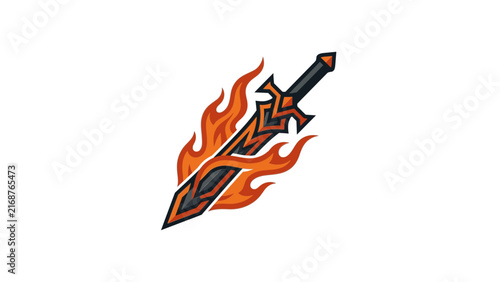 Flaming fantasy sword weapon.