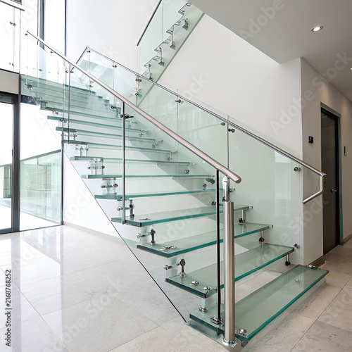 architectural stairs made of glass and steel
