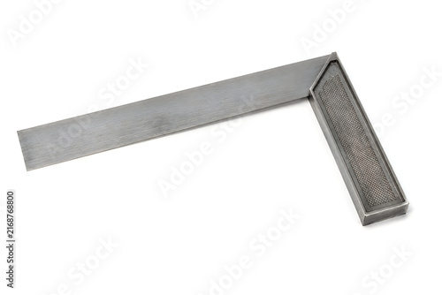 Steel try square tool for woodworking and metal alignment.